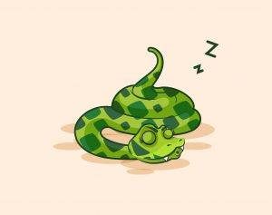 La serpiente de dibujos animados está durmiendo en el suelo