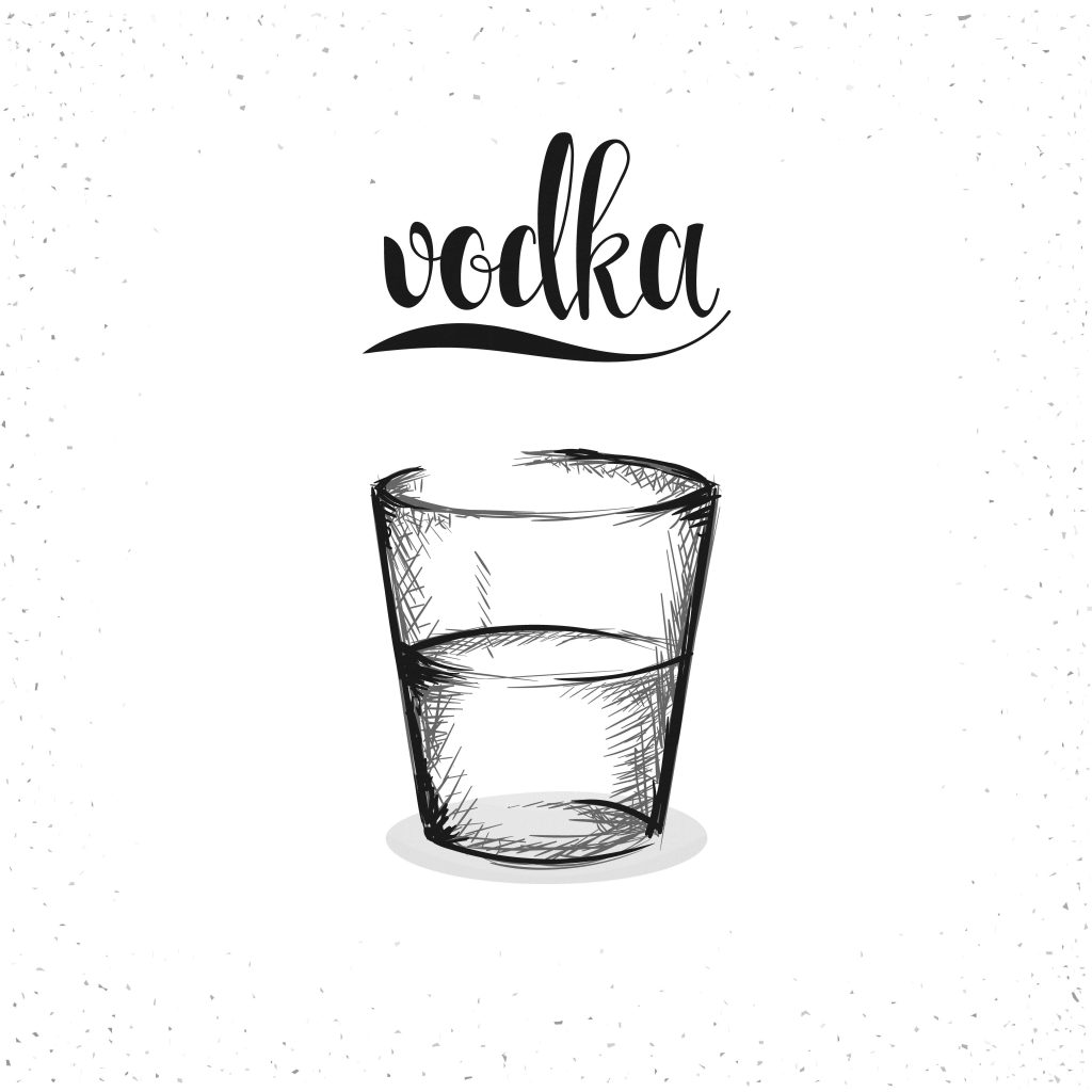 Dibujo de vodka en blanco