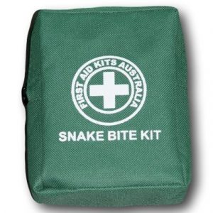 Kit de mordedura de serpiente verde sobre fondo blanco