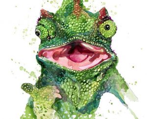 Ilustración acuarela lagarto