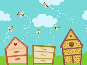 dibujo animado de las abejas y su casa